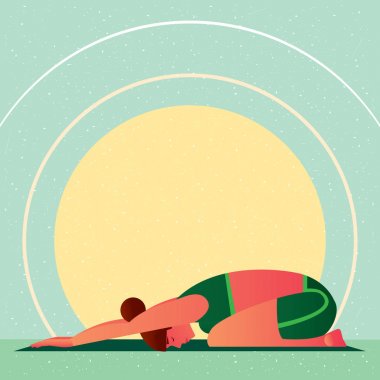 Girl in Yoga Childs Resting Pose or Balasana clipart