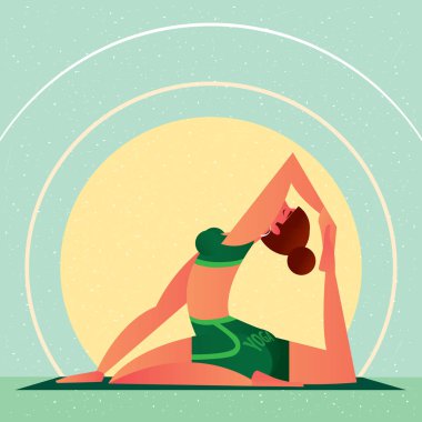 Kız Yoga tek bacaklı Kral güvercin poz