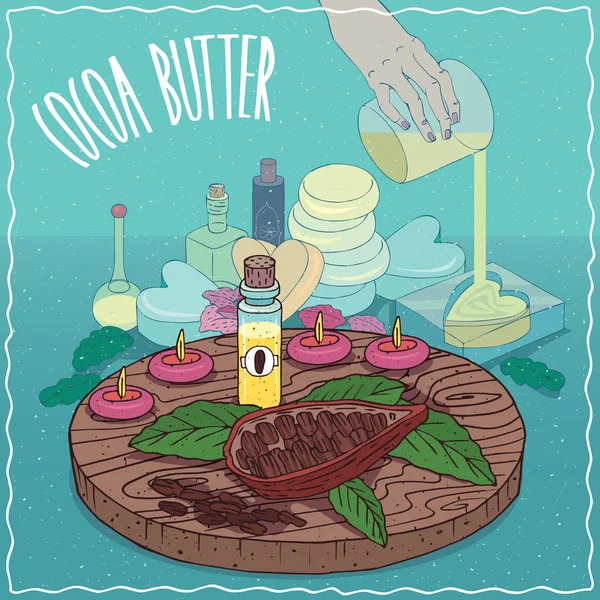 Kakaové máslo olej používaný pro výrobu mýdla — Stockový vektor