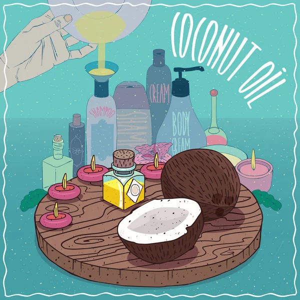 Olej kokosowy do kosmetyki, Dokonywanie — Wektor stockowy