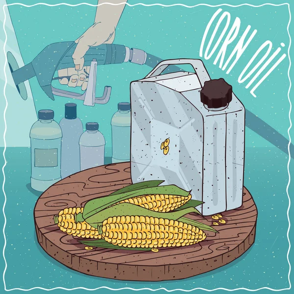Huile de maïs utilisée pour la production de carburant — Image vectorielle