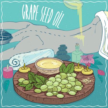 Üzüm çekirdeği yağı vücut masajı için kullanılan