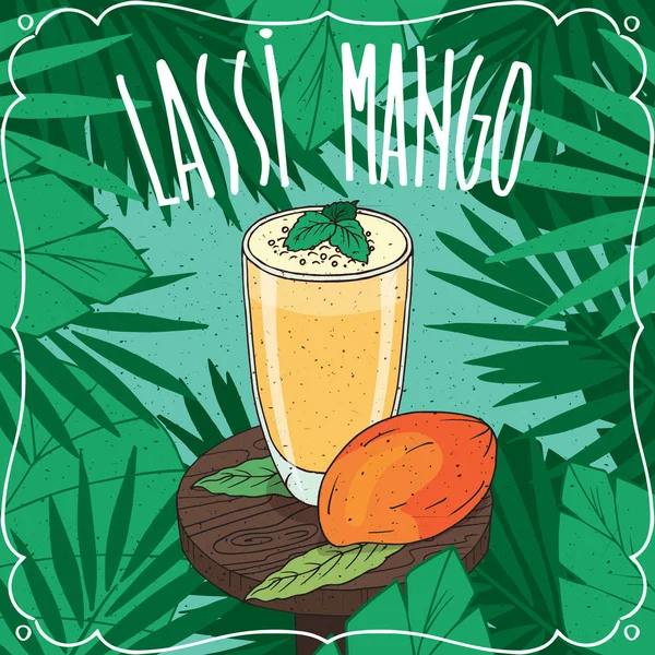 Mango-indisches Getränk Lassi mit frischem Saft — Stockvektor