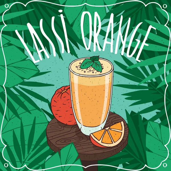 Boisson indienne à l'orange Lassi au jus frais — Image vectorielle