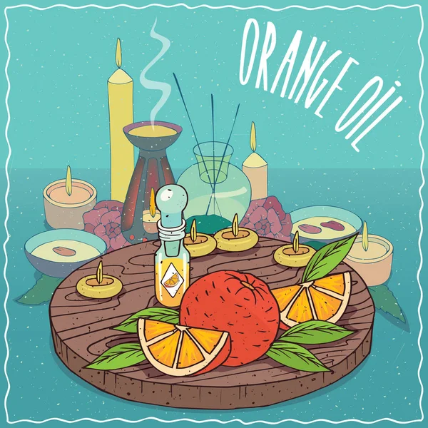 Huile d'orange utilisée pour l'aromathérapie — Image vectorielle