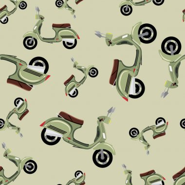 Yeşil renkli retro Motosiklet ile desen