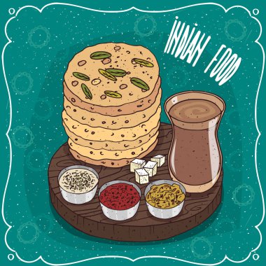 Soslar ve masala chai ile Hint gözleme kazık