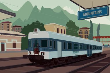 Avrupa Köyü tren istasyonunda Retro tren