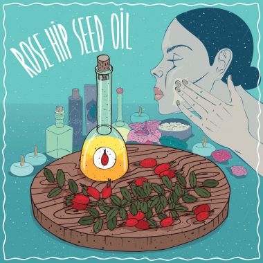 Cilt bakımı için kullanılan kuşburnu çekirdeği yağı