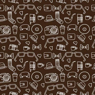 Kahverengi renkte Dikişsiz Hipster desen