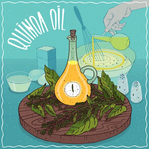 Yemek pişirmek için kullanılan quinoa petrol — Stok Vektör