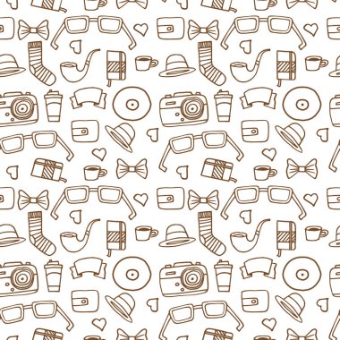Dikişsiz Hipster desen beyaz renkte