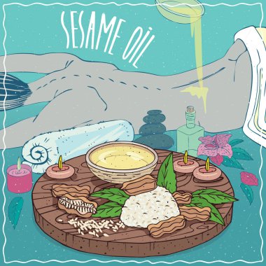 Susam yağı vücut masajı için kullanılan