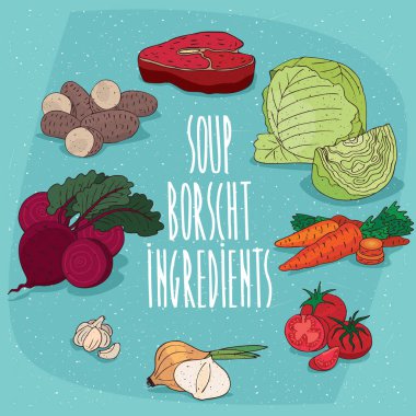 İzole gıda ürünleri çorbası Borsch kümesi