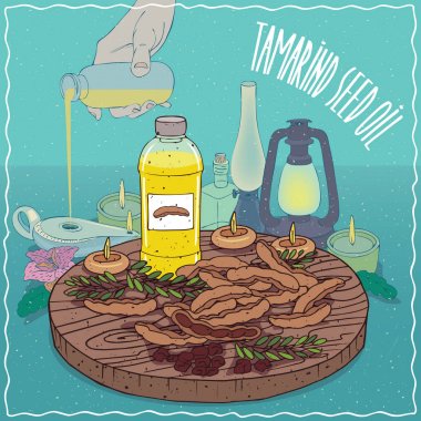 Yağ lambası için yakıt olarak kullanılan demirhindi tohumu yağı