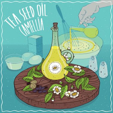 Yemek pişirmek için kullanılan çay tohumu yağı