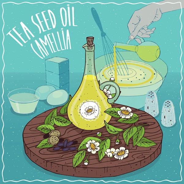 Yemek pişirmek için kullanılan çay tohumu yağı