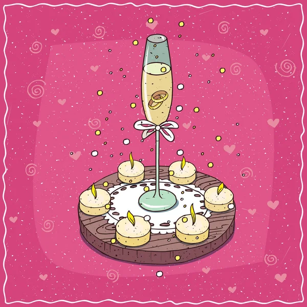 Alyans cam şampanya veya şarap — Stok Vektör