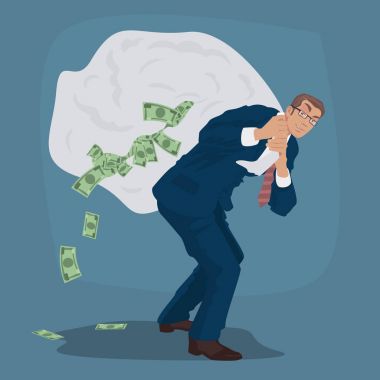 Kurnaz işadamı büyük para dolu çanta taşır