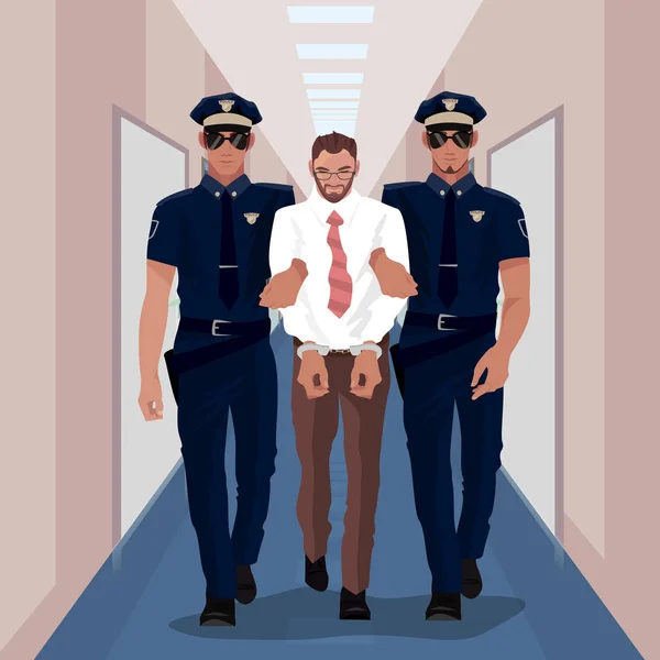 Des policiers ont arrêté un homme d'affaires au bureau — Image vectorielle