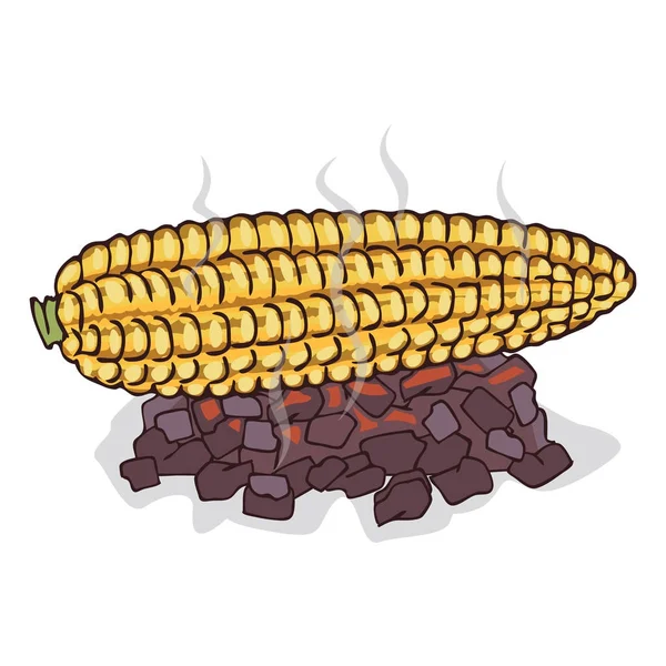 Isolate grilled corn ears fruit — Stock Vector
