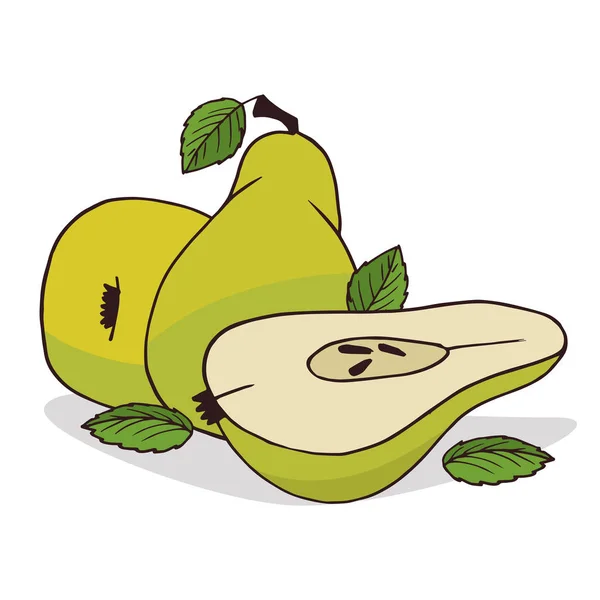 Isolera moget päron frukt — Stock vektor
