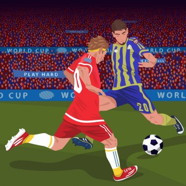 Futbol oyuncuları top için mücadele