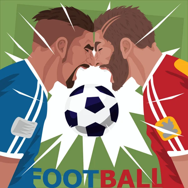 Крупный план кричащих футболистов — стоковый вектор