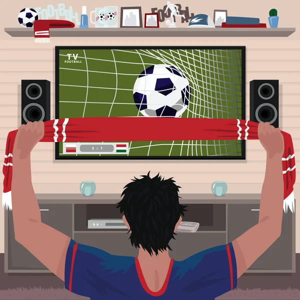 Fan de football se réjouit du but — Image vectorielle