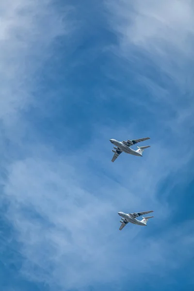 Défilé Jour Victoire Mai Moscou Défilé Matériel Militaire Avions Combat — Photo