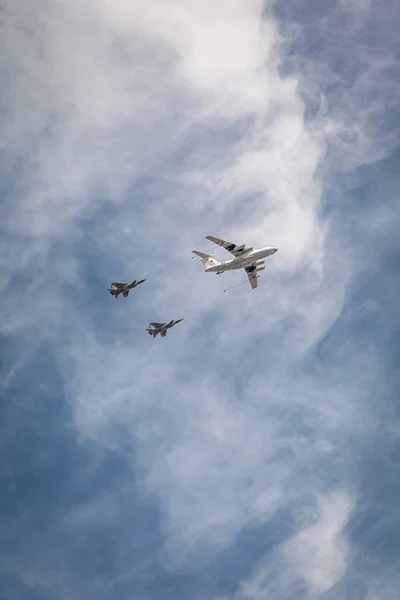 Défilé Jour Victoire Mai Moscou Défilé Matériel Militaire Avions Combat — Photo