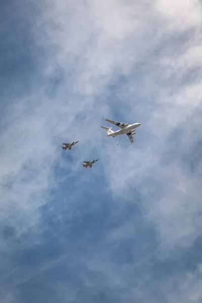 Défilé Jour Victoire Mai Moscou Défilé Matériel Militaire Avions Combat — Photo