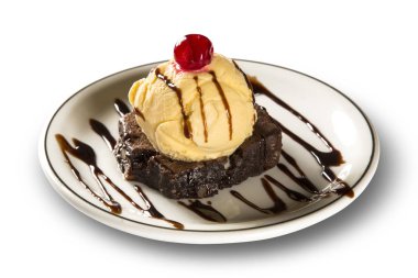 Vanilyalı dondurmalı çikolatalı kek.