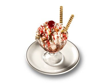Çilek kremalı ve chantilly ile dondurma