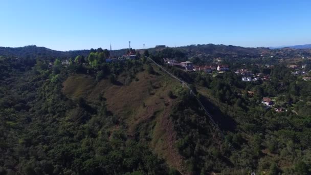 Campos hava görünümünü Jordao - Sao Paulo - Brezilya var. Fil hill. Ekim, 2016. — Stok video