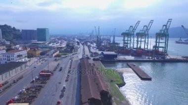 Havadan görüntüleri Santos bağlantı noktası. Sao Paulo devlet Brezilya şehir Santos. Temmuz, 2016.