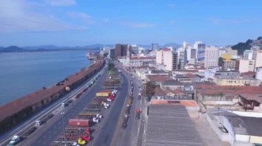 Havadan görüntüleri Santos bağlantı noktası. Sao Paulo devlet Brezilya şehir Santos. Temmuz, 2016.