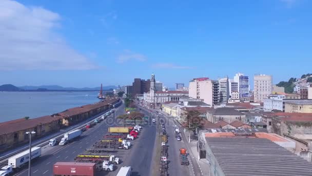 Aerial footage of the city of Santos in Sao Paulo state in Brazil. July, 2016 — Stock Video