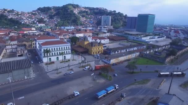 Filmato aereo Pele Soccer Giocatore del museo nella città di Santos - San Paolo - Brasile. luglio, 2016 . — Video Stock