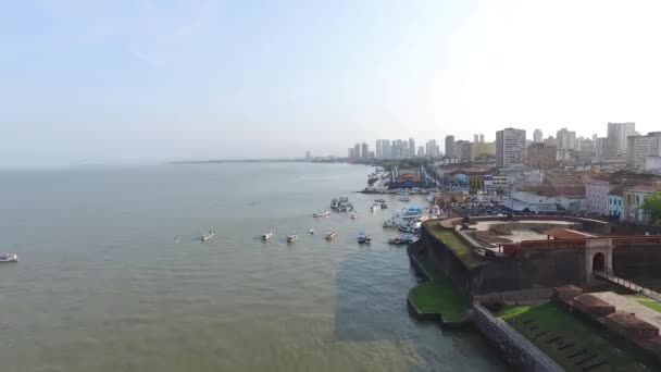 Luchtfoto uitzicht Ver-o-peso markt in Belem do Para City - Brazilië. November, 2016. — Stockvideo