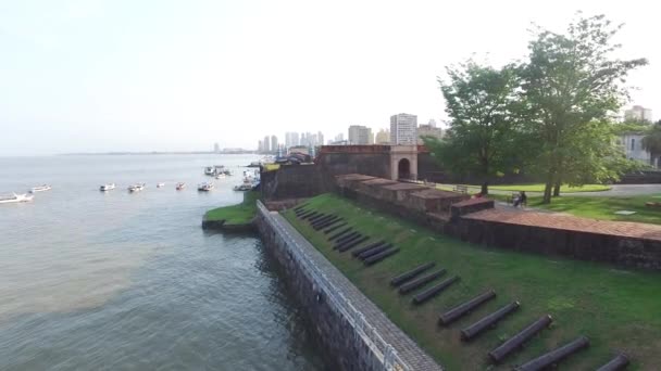 Luchtfoto uitzicht Ver-o-peso markt in Belem do Para City - Brazilië. November, 2016. — Stockvideo