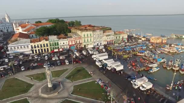 Vista aérea del mercado Ver-o-Peso en Belem do Para City - Brasil. noviembre, 2016 . — Vídeo de stock