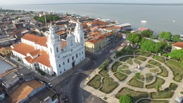 Luchtfoto uitzicht kathedraal in Belem doen Para - Brazilië. November, 2016. — Stockvideo