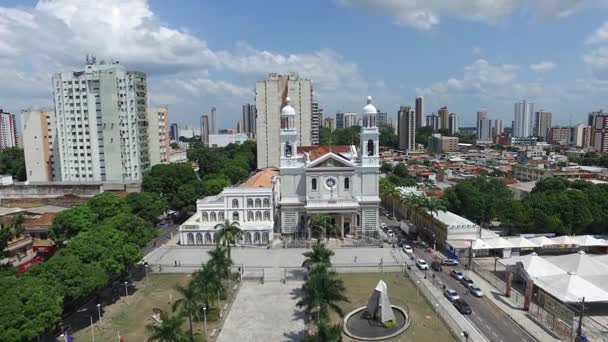 Aerial view Nossa Senhora Nazare Cathedral in Belem do Para, Brazil. November, 2016. — Stock videók