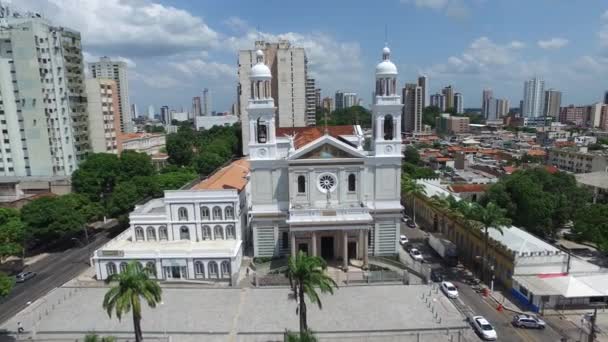 Aerial view Nossa Senhora Nazare Cathedral in Belem do Para, Brazil. November, 2016. — Stock video