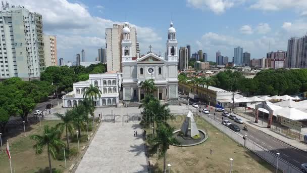 Aerial view Nossa Senhora Nazare Cathedral in Belem do Para, Brazil. November, 2016. — Stok video