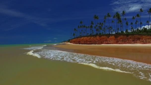 Aerial view in Barra do Cahy beach, Discovery Coast in Bahia Brazil. February, 2017. — Stock Video