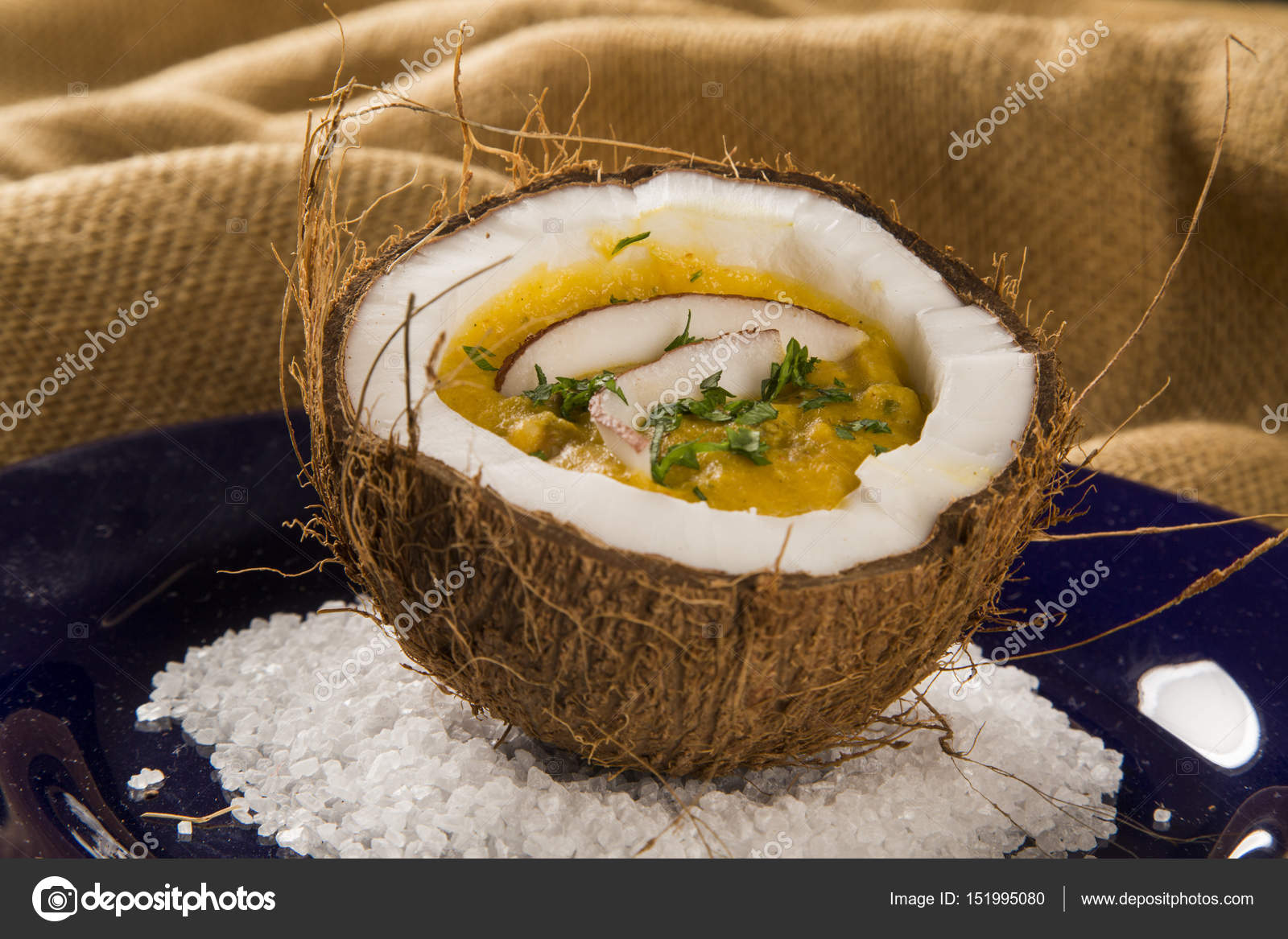 Sururu Soup Inside A Coconut Brazilian Dish Stock Photo Image By C Paulovilela