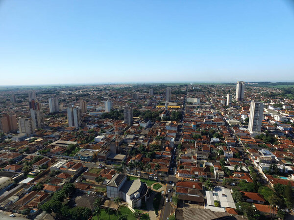 Aerial view in Sertaozinho city, Sao Paulo, Brazil.