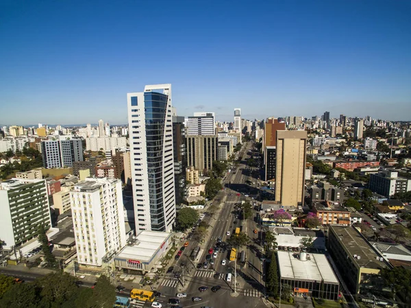 Vista aérea da paisagem urbana de Curitiba, Paraná, Brasil. Julho, 2 — Fotografia de Stock